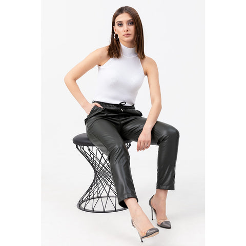 Faux Leather Dark Green Pants | Montivo Pakistan