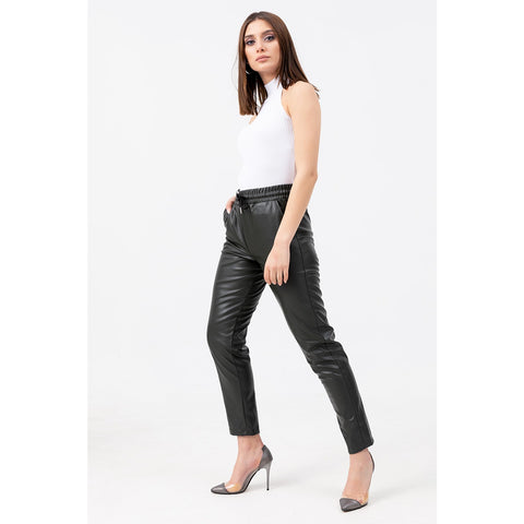 Faux Leather Dark Green Pants | Montivo Pakistan