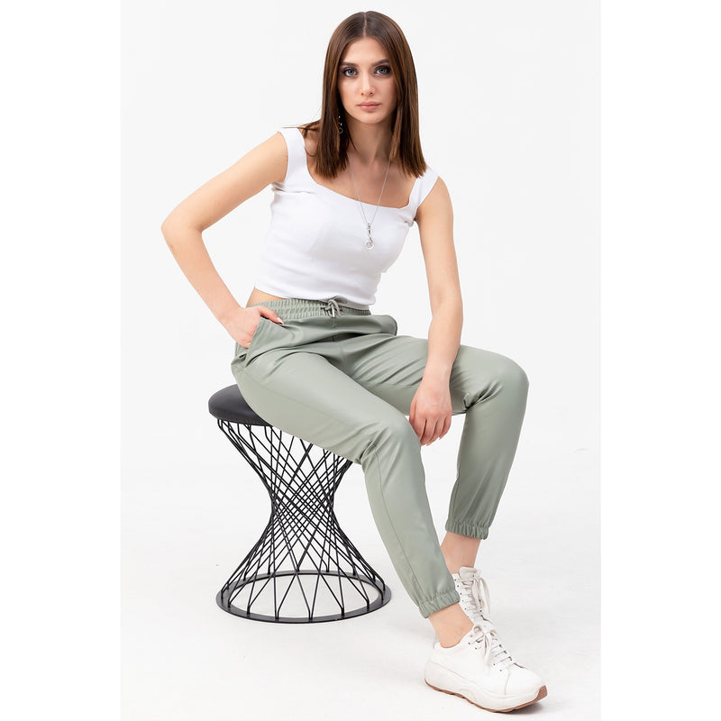 Faux Leather Mint Joggers | Montivo Pakistan
