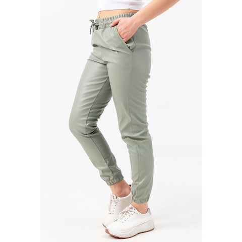 Faux Leather Mint Joggers | Montivo Pakistan
