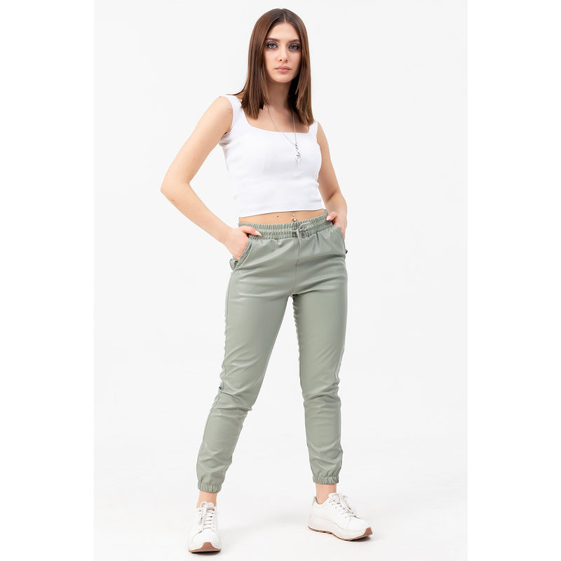Faux Leather Mint Joggers | Montivo Pakistan