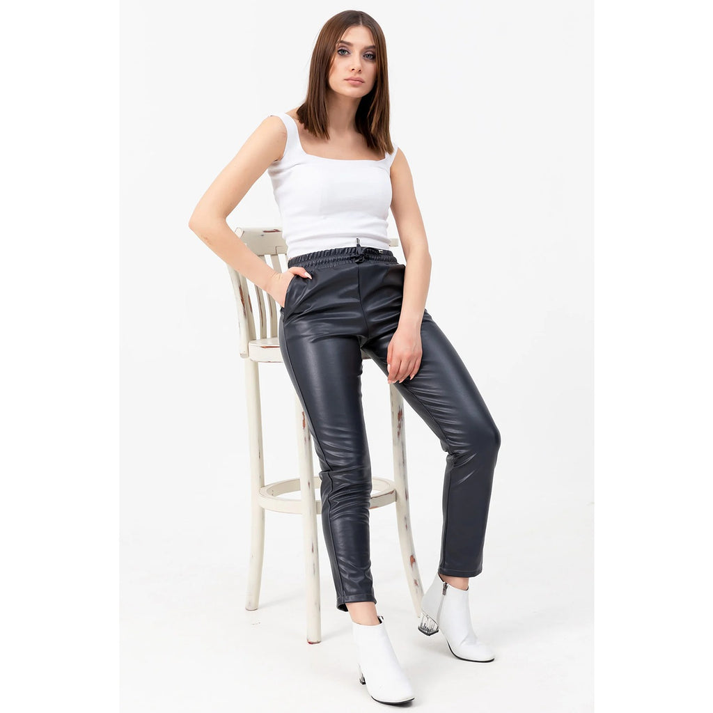 Faux Leather Grey Pants | Montivo Pakistan