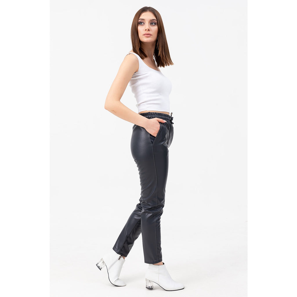 Grey leather 2024 pants womens