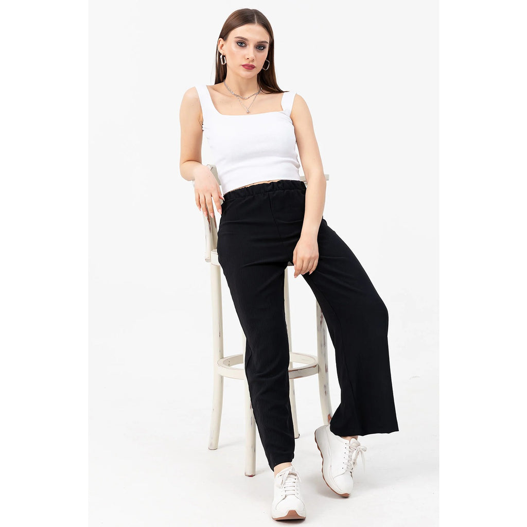 Black Wide Leg Trousers | Montivo Pakistan