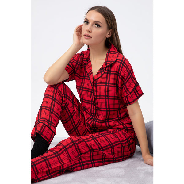 Red Check PJ Set | Montivo Pakistan