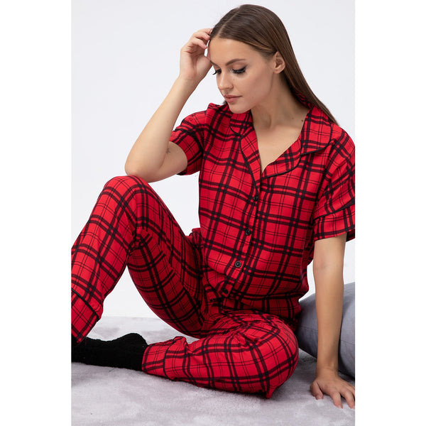 Red Check PJ Set | Montivo Pakistan