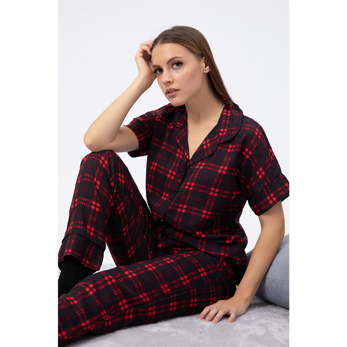Red Check PJ Set | Montivo Pakistan