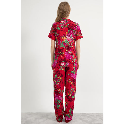 Red Floral PJ Set | Montivo Pakistan