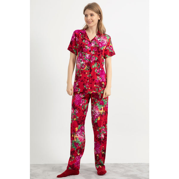 Red Floral PJ Set | Montivo Pakistan