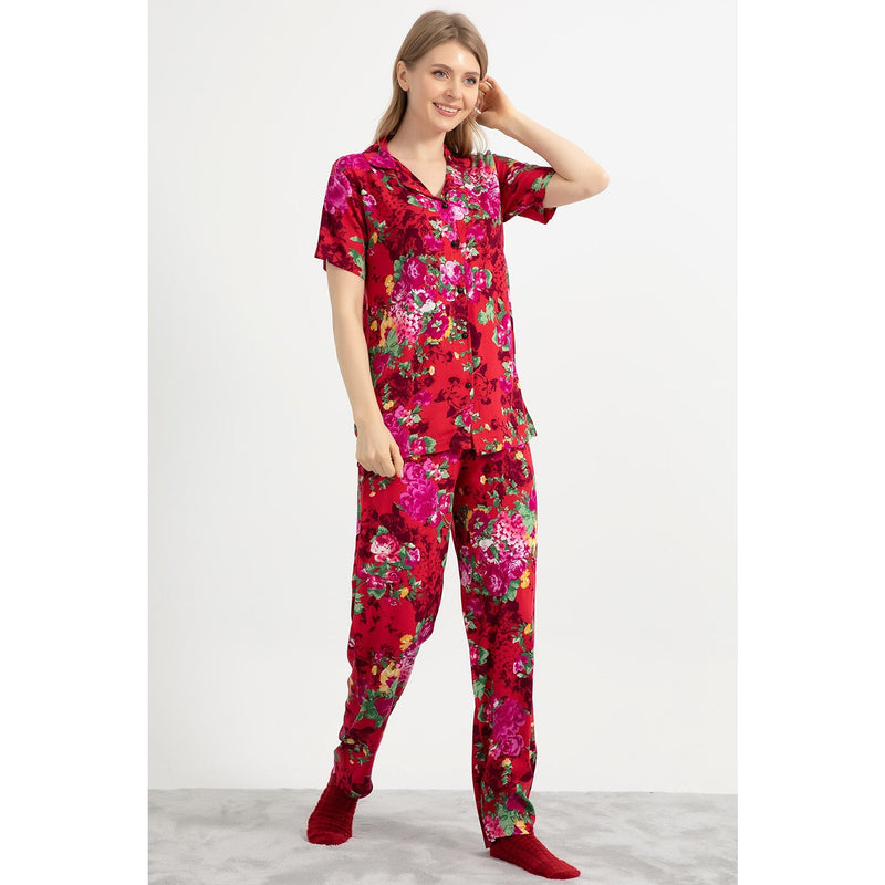Red Floral PJ Set | Montivo Pakistan