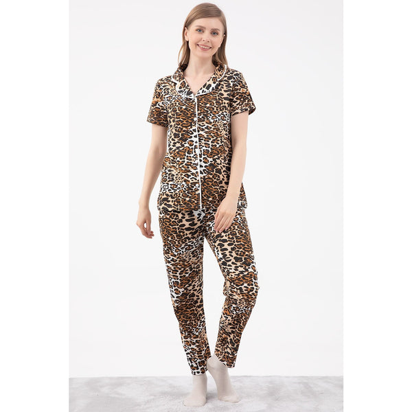Animal Print Short Cuffed Pajamas Set | Montivo Pakistan