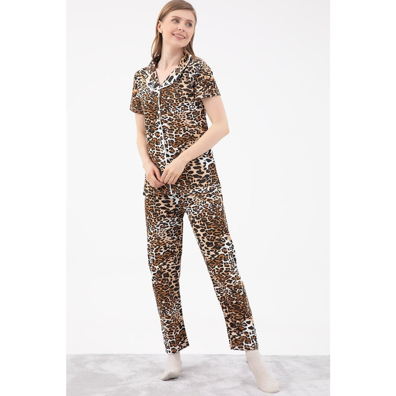 Animal Print Short Cuffed Pajamas Set | Montivo Pakistan