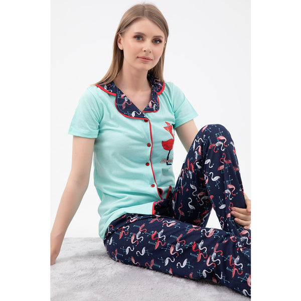 Mint Short Cuffed Pajamas Set | Montivo Pakistan