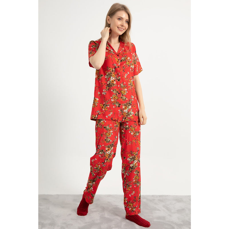 Red Buttoned Pajamas Set | Montivo Pakistan