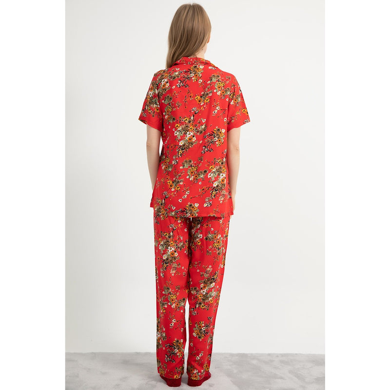 Red Buttoned Pajamas Set | Montivo Pakistan
