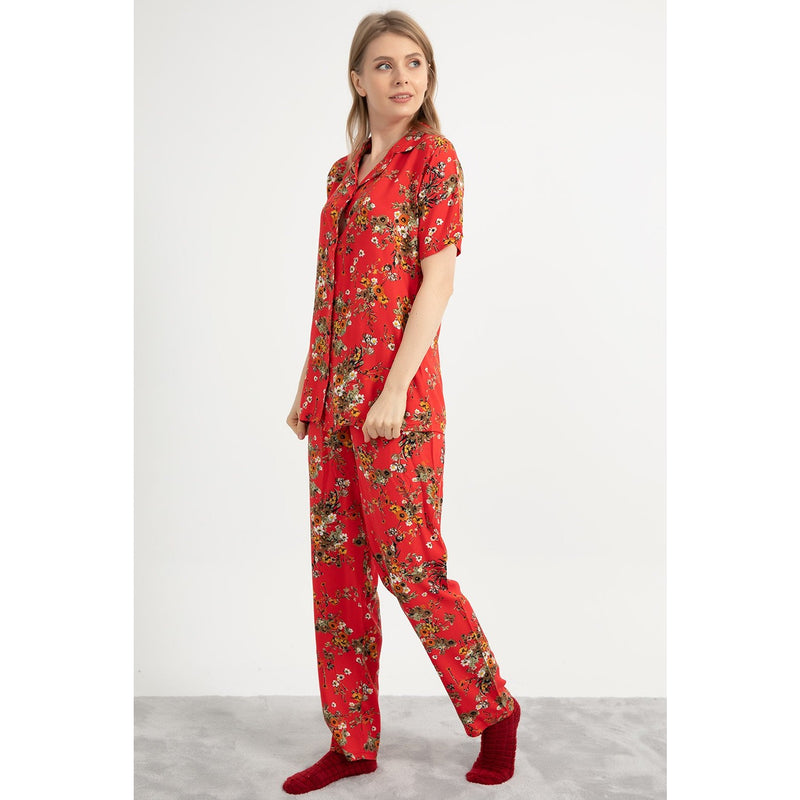 Red Buttoned Pajamas Set | Montivo Pakistan
