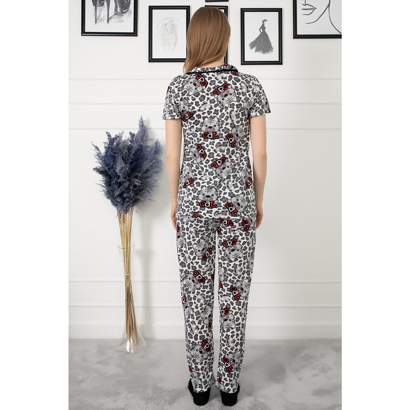 Grey Buttoned Short Sleeve Pajamas Se | Montivo Pakistan