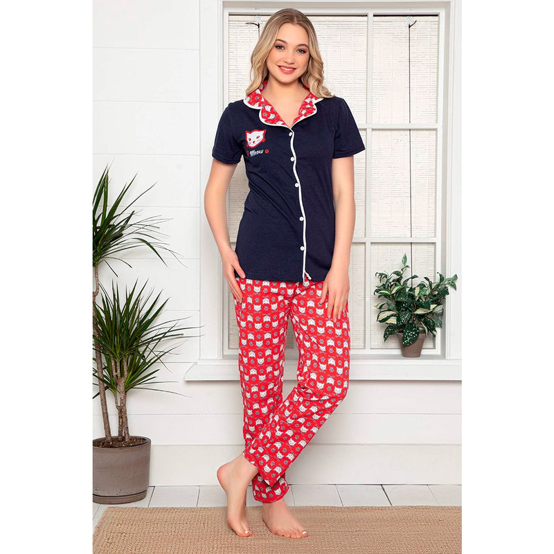 Navy Short Cuffed Pajamas Set | Montivo Pakistan