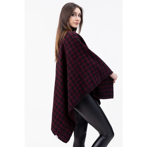 Burgundy Printed Poncho | Montivo Pakistan