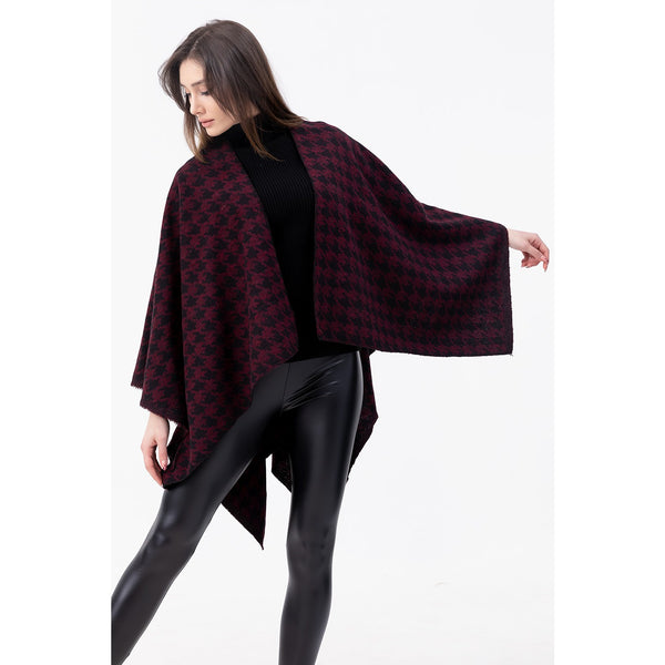Burgundy Printed Poncho | Montivo Pakistan