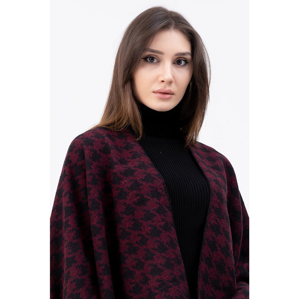 Burgundy Printed Poncho | Montivo Pakistan