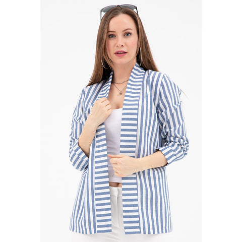 Blue Striped Shawl Jacket | Montivo Pakistan