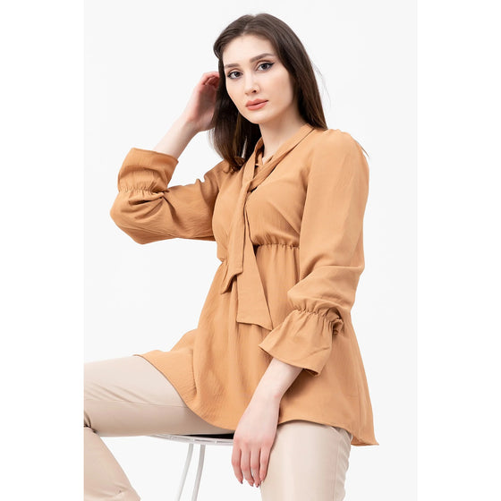 Coffee Collar Knotted Top | Montivo Pakistan