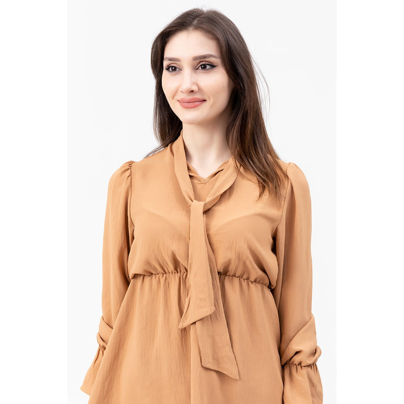 Coffee Collar Knotted Top | Montivo Pakistan