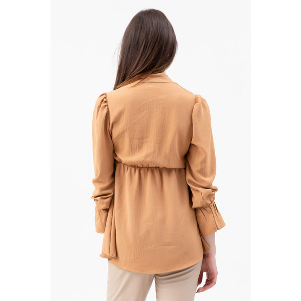 Coffee Collar Knotted Top | Montivo Pakistan