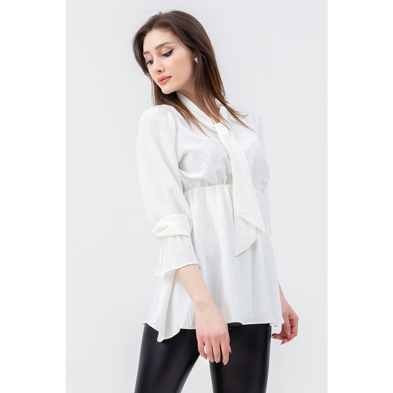 White Collar Knotted Top | Montivo Pakistan