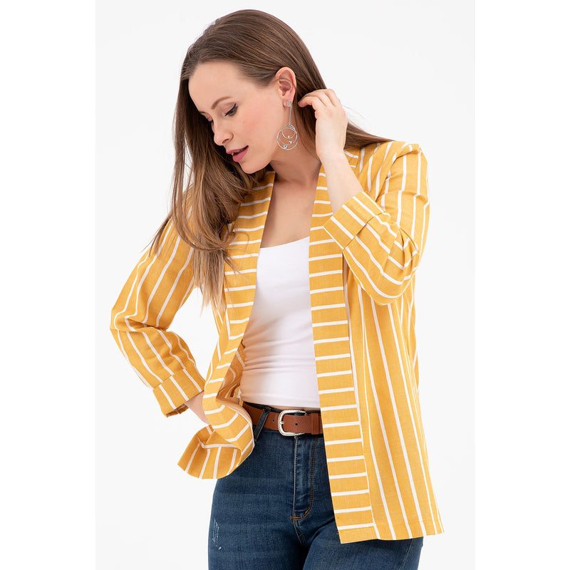 Yellow Striped Shawl Jacket | Montivo Pakistan