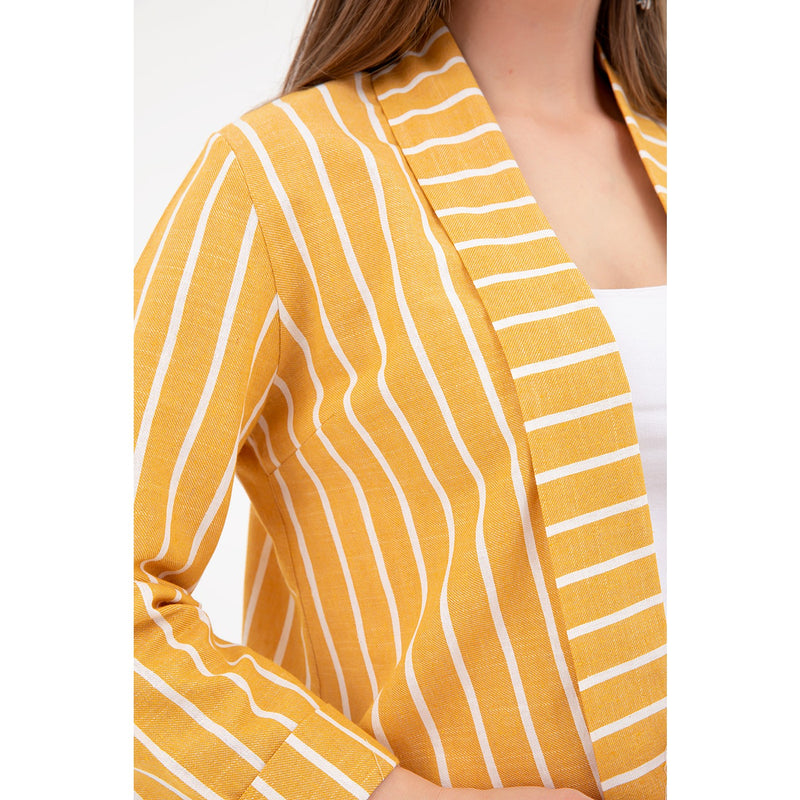Yellow Striped Shawl Jacket | Montivo Pakistan