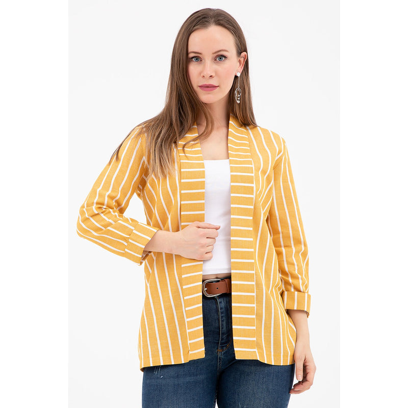 Yellow Striped Shawl Jacket | Montivo Pakistan