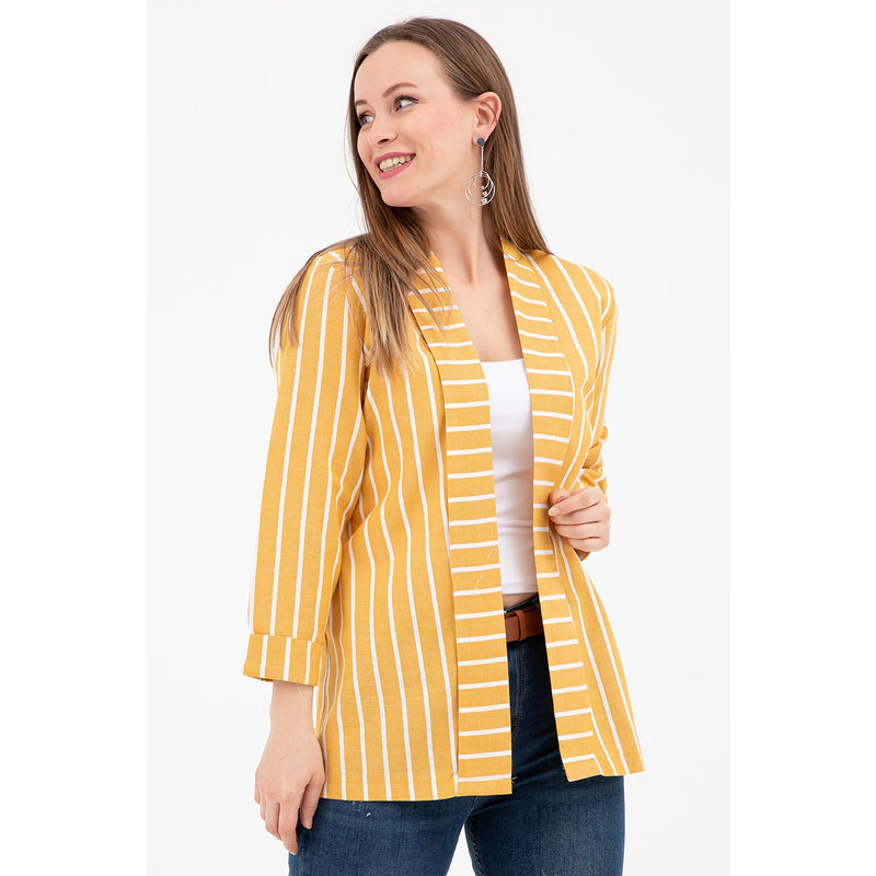 Yellow Striped Shawl Jacket | Montivo Pakistan