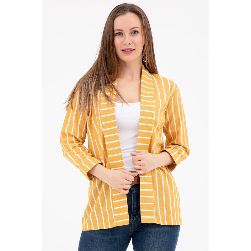 Yellow Striped Shawl Jacket | Montivo Pakistan
