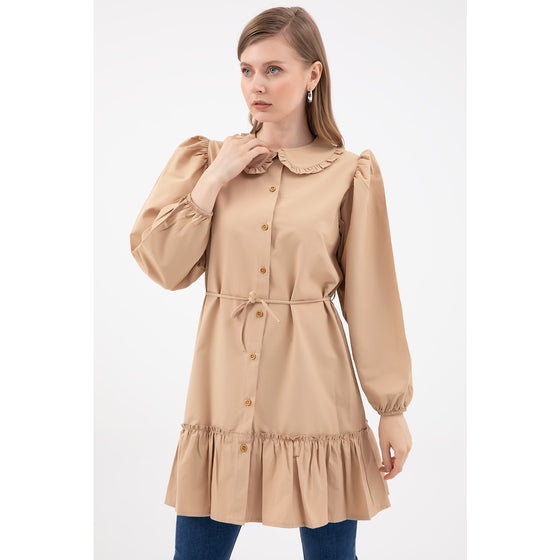 Coffee Baby Collar Buttoned Tunic | Montivo Pakistan