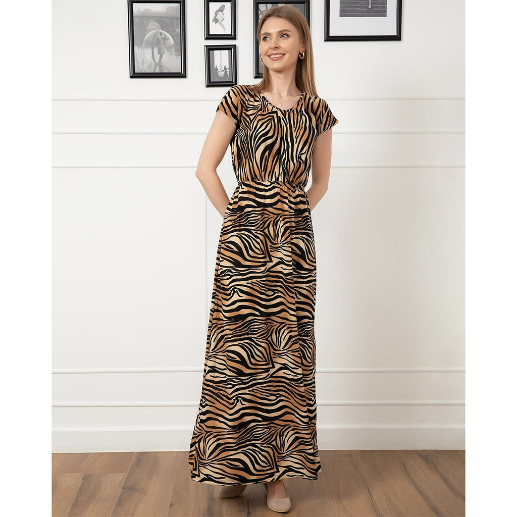 Animal Printed Long Dress | Montivo Pakistan