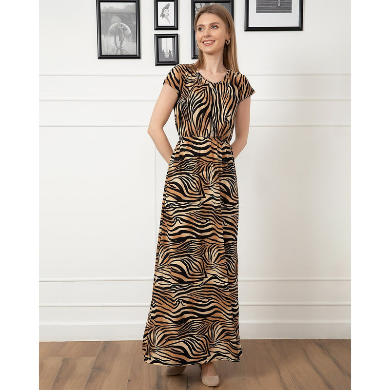 Animal Printed Long Dress | Montivo Pakistan