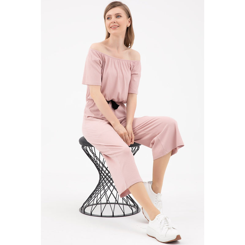 Pink Elastic Waist Jumpsuit | Montivo Pakistan