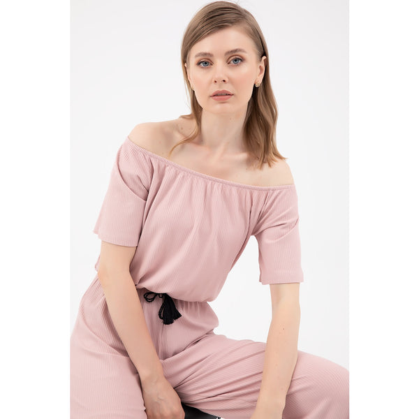 Pink Elastic Waist Jumpsuit | Montivo Pakistan