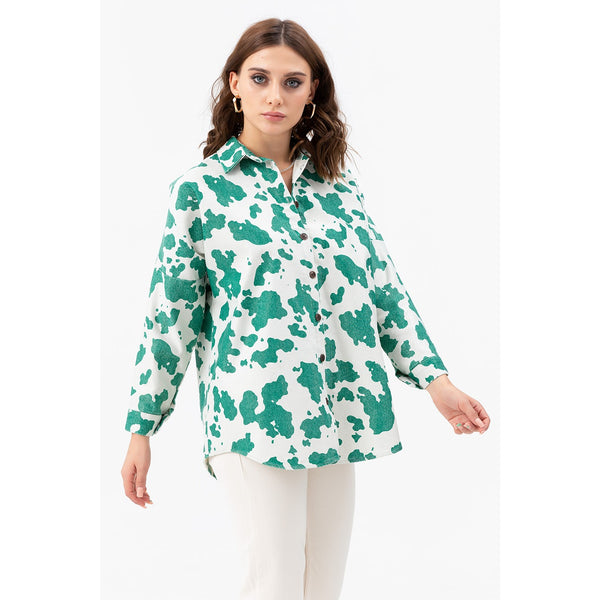 Green Oversized Patterned Shirt | Montivo Pakistan