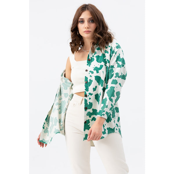 Green Oversized Patterned Shirt | Montivo Pakistan