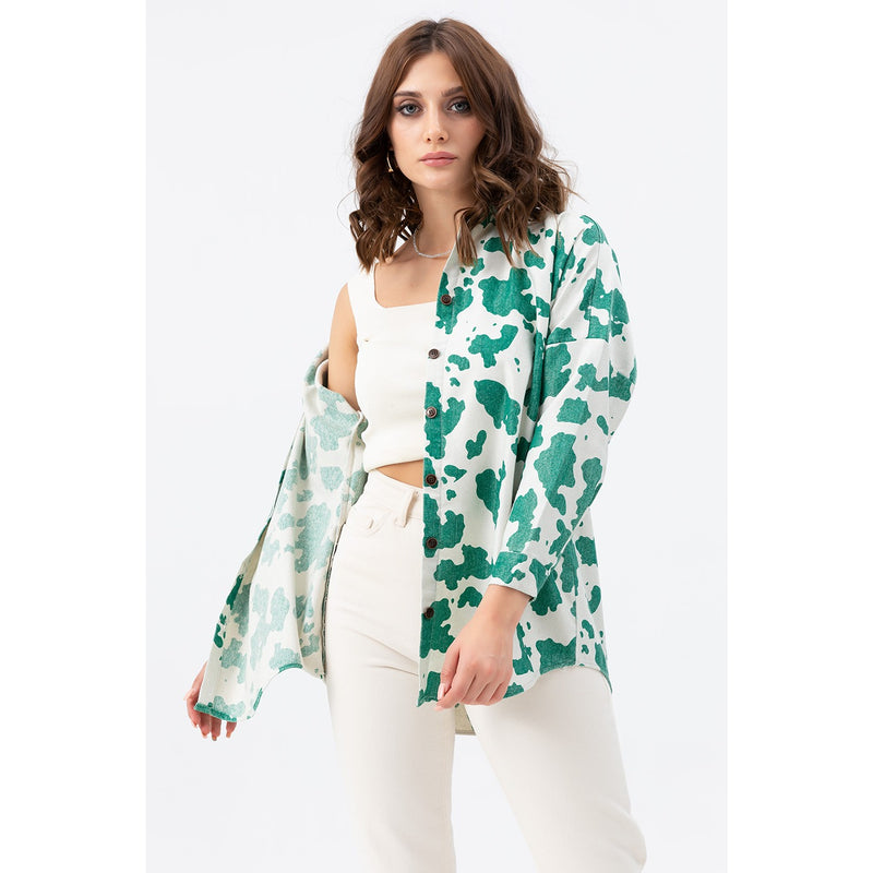 Green Oversized Patterned Shirt | Montivo Pakistan