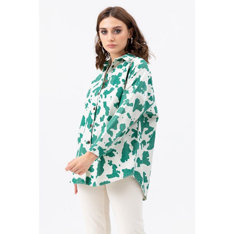Green Oversized Patterned Shirt | Montivo Pakistan
