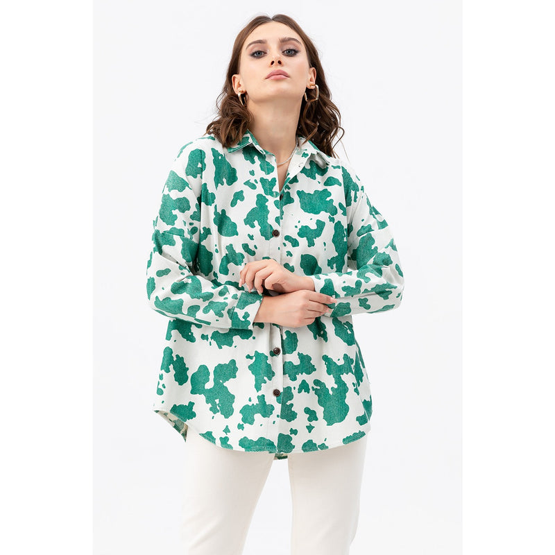 Green Oversized Patterned Shirt | Montivo Pakistan