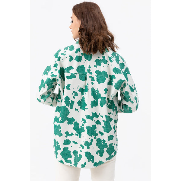 Green Oversized Patterned Shirt | Montivo Pakistan