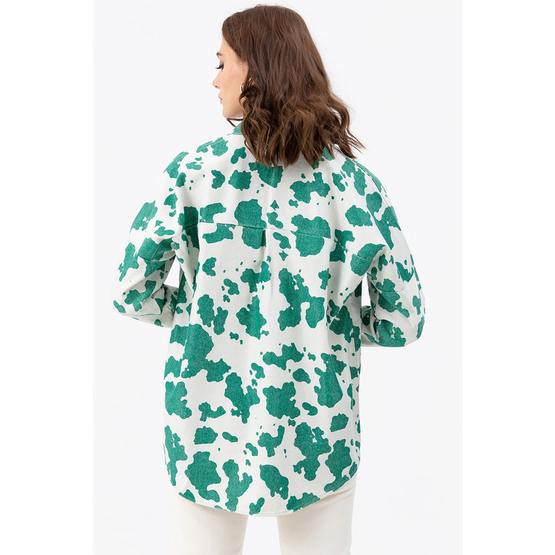 Green Oversized Patterned Shirt | Montivo Pakistan