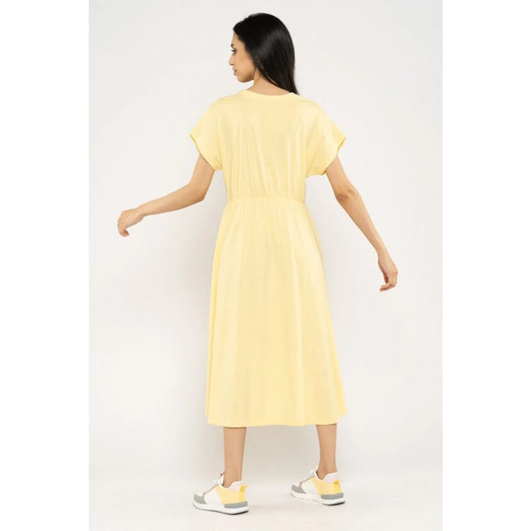 Blueage Yellow Flowy Midi Dress | Montivo Pakistan
