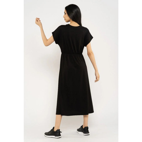 Blueage Black Flowy Midi Dress | Montivo Pakistan