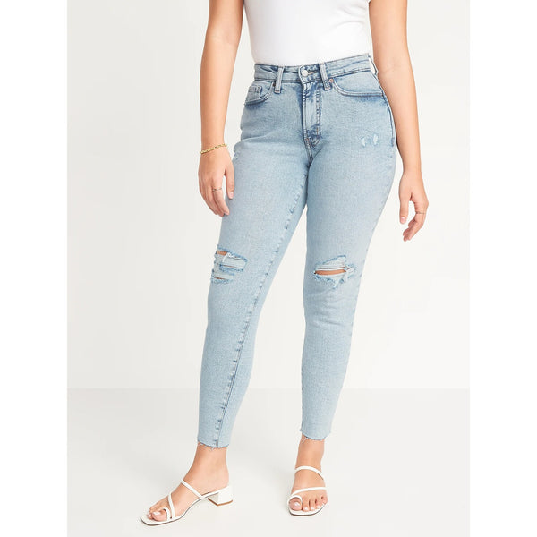 Curvy High-Waisted Straight Ripped Jeans | Montivo Pakistan